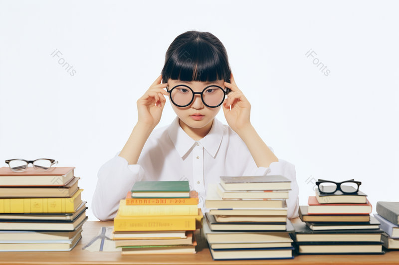 初中生戴眼镜看书本爱眼日人物摄影,高清,摄影图,摄影图片,图片大全,摄影图免费下载